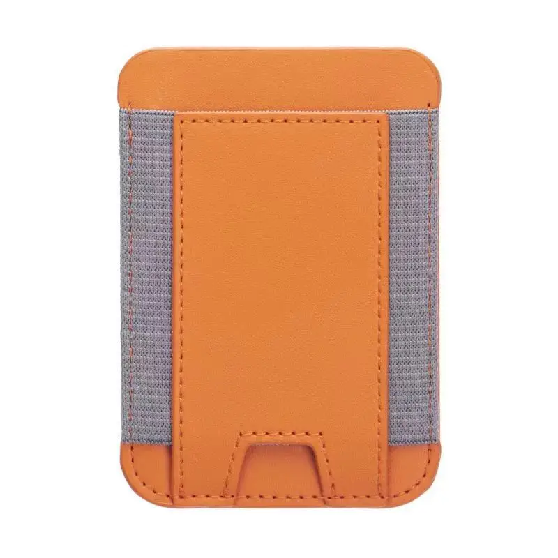 Porte-cartes MagSafe En Cuir Végétalien – Pour IPhone 12 à 16 – Fort Aimant – Jusqu'à 3 Cartes – Design Fin Orange - 5