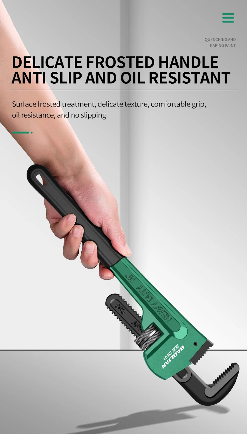 Robuster gerader Rohrzange aus Kohlenstoffstahl, verstellbares Sanitär-Handwerkzeug, 8' 10' 12' 14' 18' Universal-Industrie-Rohrzange – Detail 14