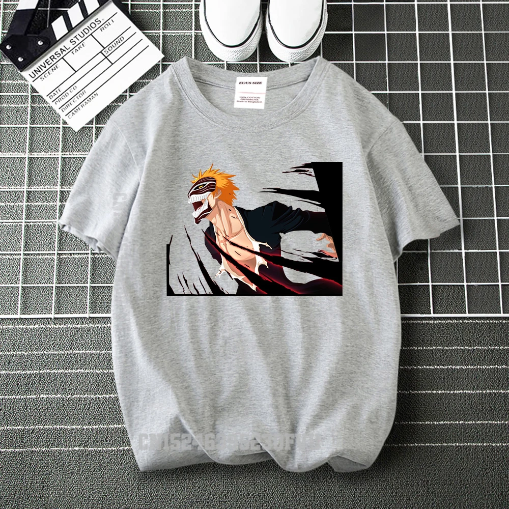 

Забавные хлопковые футболки с аниме принтом отбеливатель Ichigo, мужские и женские повседневные футболки, летние брендовые футболки, мужские ...