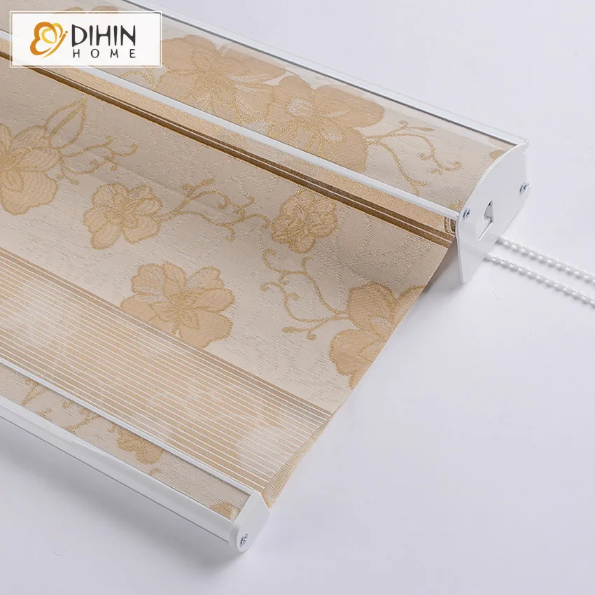 Жаккардовые шторы для окон двухслойные полосатые жалюзи Rollor легкая установка