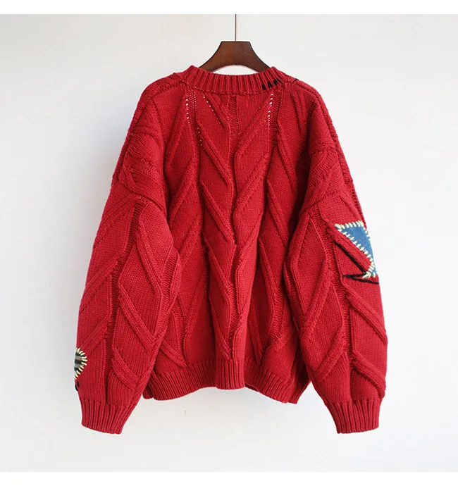Cozy Women's Sweater Spring Female Chic Comfortable Cardigan Lady Clothing Letter Red Unique Women Sweater red sweater