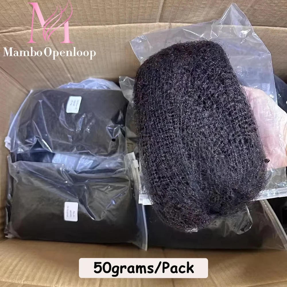 Afro crépus bouclés 50 g/paquet couleur naturelle en vrac cheveux humains Remy cheveux Bundle Remy cheveux en vrac pour tressage Extensions de cheveux sans trame
