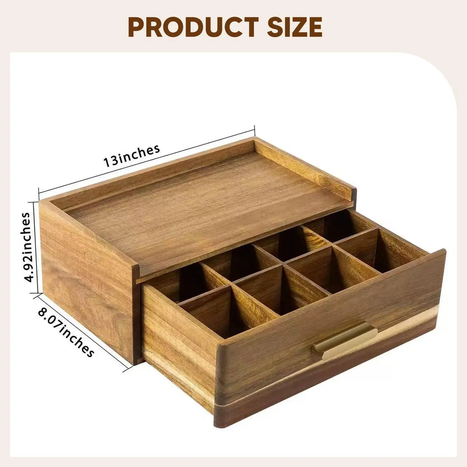Wood Tea Bag Organizer Practical Space Saving Tea Station Chest Storage Drawer for Kitchen Pantry Cabinet Office Countertop