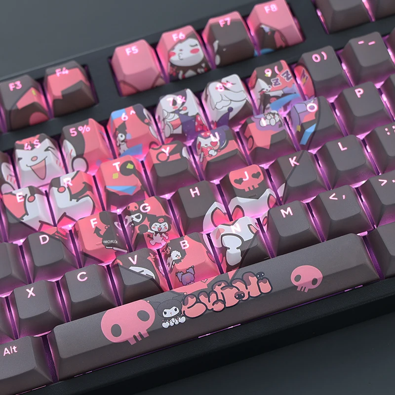 Classical Pbt Dye-subbed Keycaps Bonito Cartoon Anime Gaming Key Caps para Ansi 61 87 104 108 Chaves Set - Imagem 3