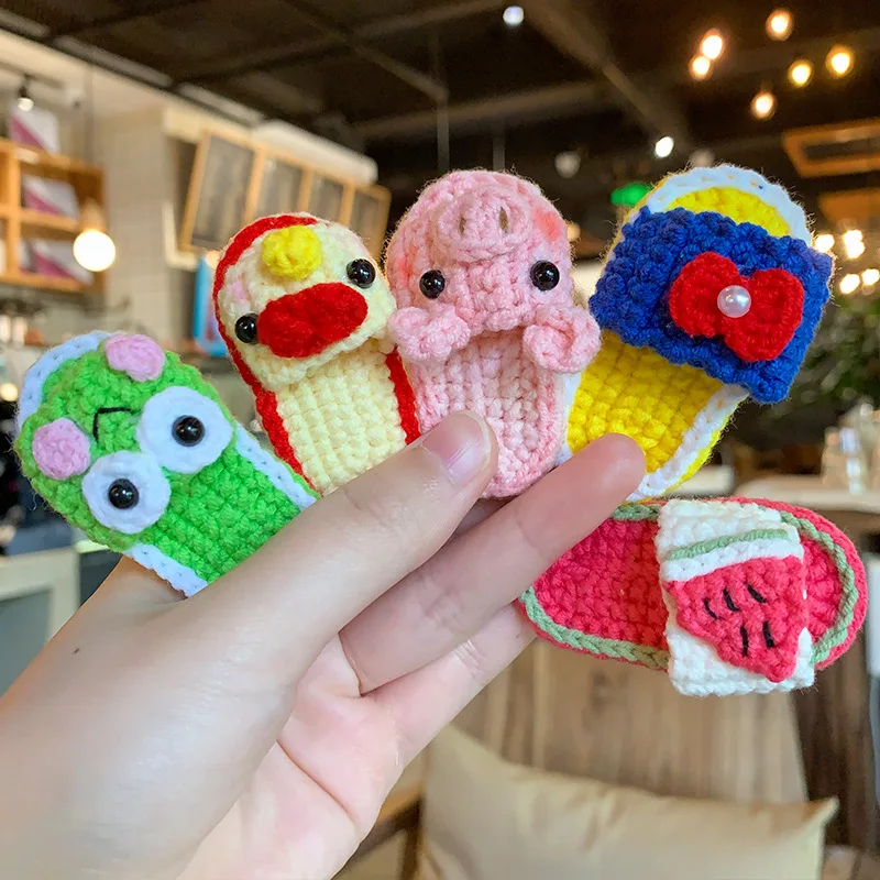 Cute Handmade 3D Animal Crochet Hair Clips Child Sweet Cartoon Barrettes  Girl Wool Knitting Headwear Women Hair Accessories