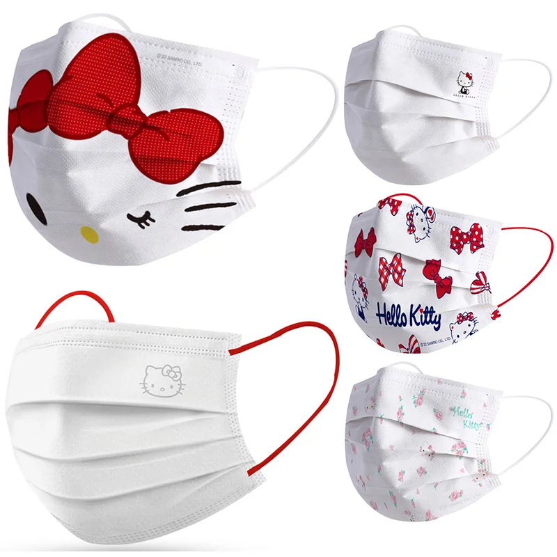 

Kawaii Sanrioed Anime Kittys Dust Resistant Germ Resistant Soft and Comfortable Disposable Adult Protective Mask Birthday Gift