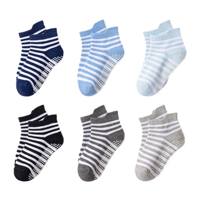 6 Pairs 0-5 Years Old Non-Slip Kids Socks with Grip Little Girls Boys Ankle Socks Infants Toddlers Children Floor Socks 5