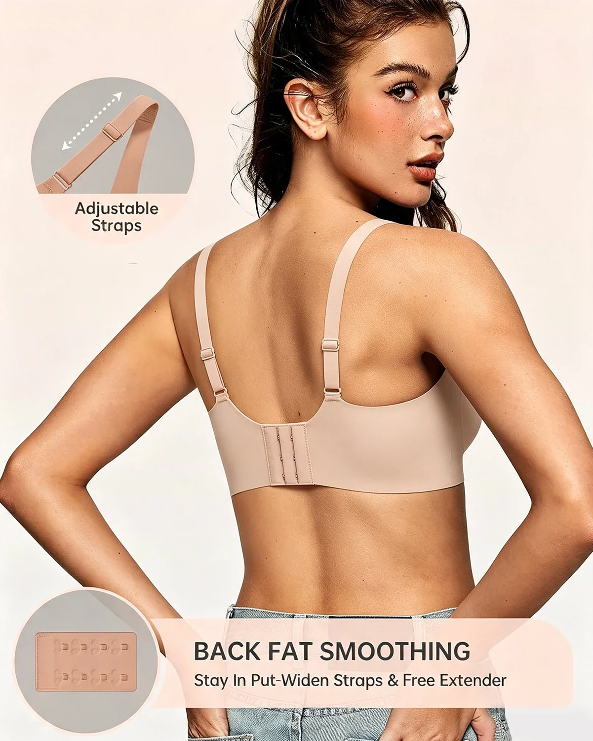 Soutiens-gorge en gelée grande taille pour femmes, sans armatures, à couvrance totale et offrant un bon maintien.