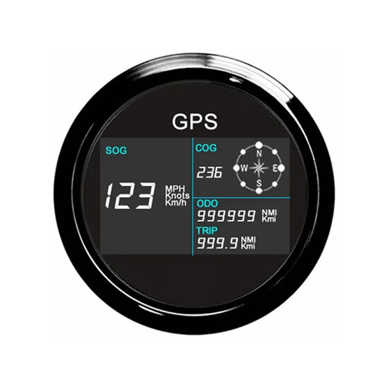 

85Mm GPS Speedometer With 7 Color Backlight LCD Display Odometer Adjustable Mileage Trip Counter 12V 24V