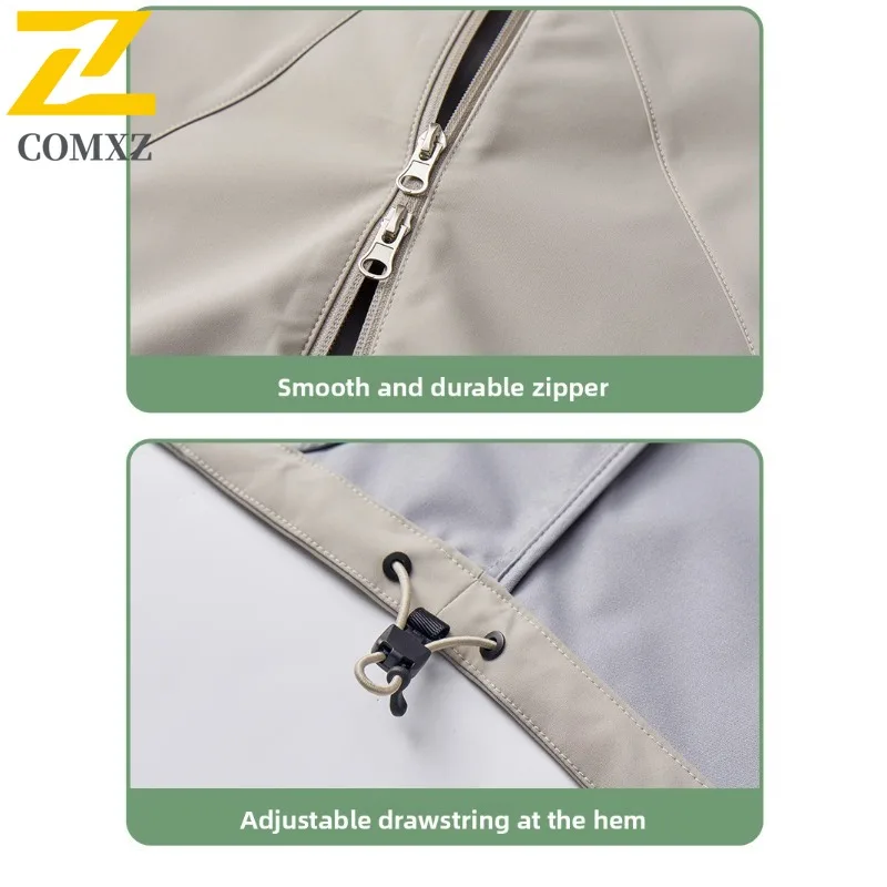 COMXZ Versatile Outdoor Mens Jacket Lightweight Mountaineering Windproof Jackets Premium Hooded Travel Durable Autumn Coats