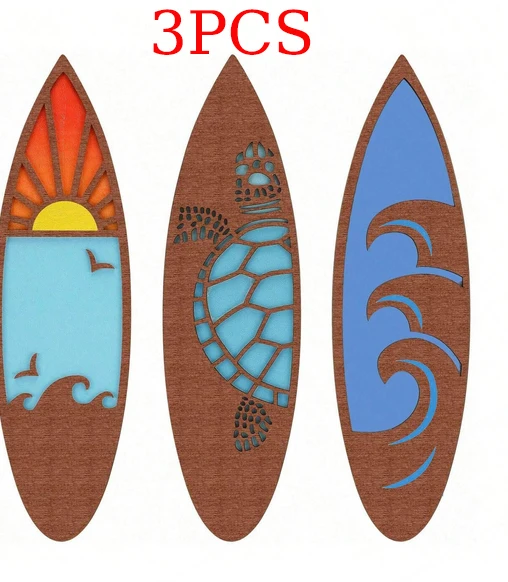 Hout - Houten Surfplank Op Dak Van Auto Rijdend Langs De Zee - 90x30 Cm 9 Mm Dik Foto Op Hout