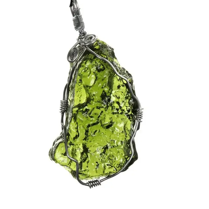 Collana Moldavite Con Ciondolo Verde Irregolare - Pietra