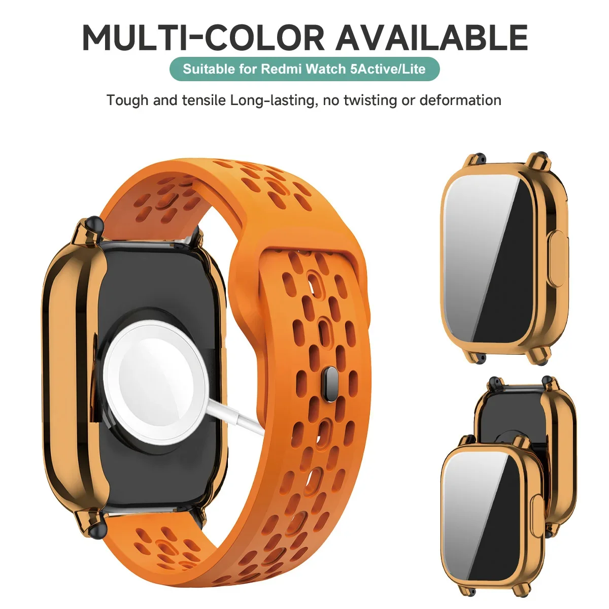 Silicone Strap and TPU Soft Shell Case with Full Cover Screen Protector for Smartwatch - Breathable Sport Band Design