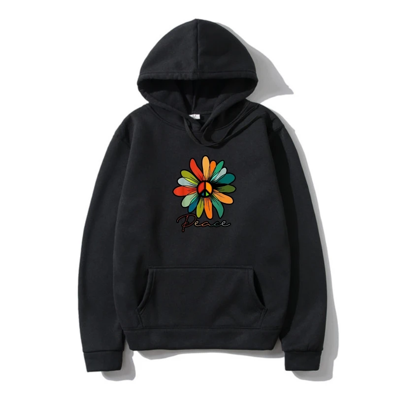 

Hoody Black Daisy Peace Sign Hippie Vintage Gif Outerwear Men'S S-3Xl Us 100% Cotton Plus Autumn Sweatshir Hoody