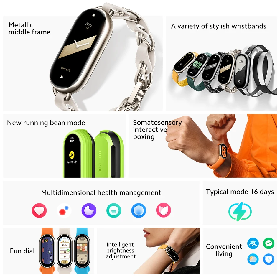 Original Xiaomi Mi Band 8 NFC Smart Bracelet Screen Blood Oxygen