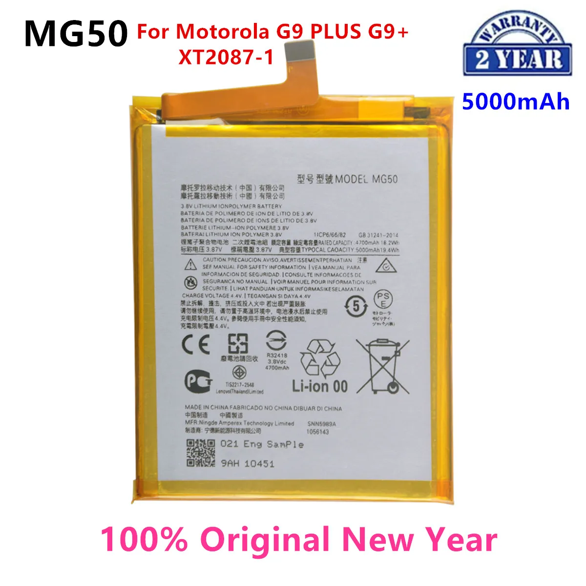

100% Original MG50 5000mAh Battery For Motorola Moto G9 PLUS G9+ XT2087-1 Phone Batteries
