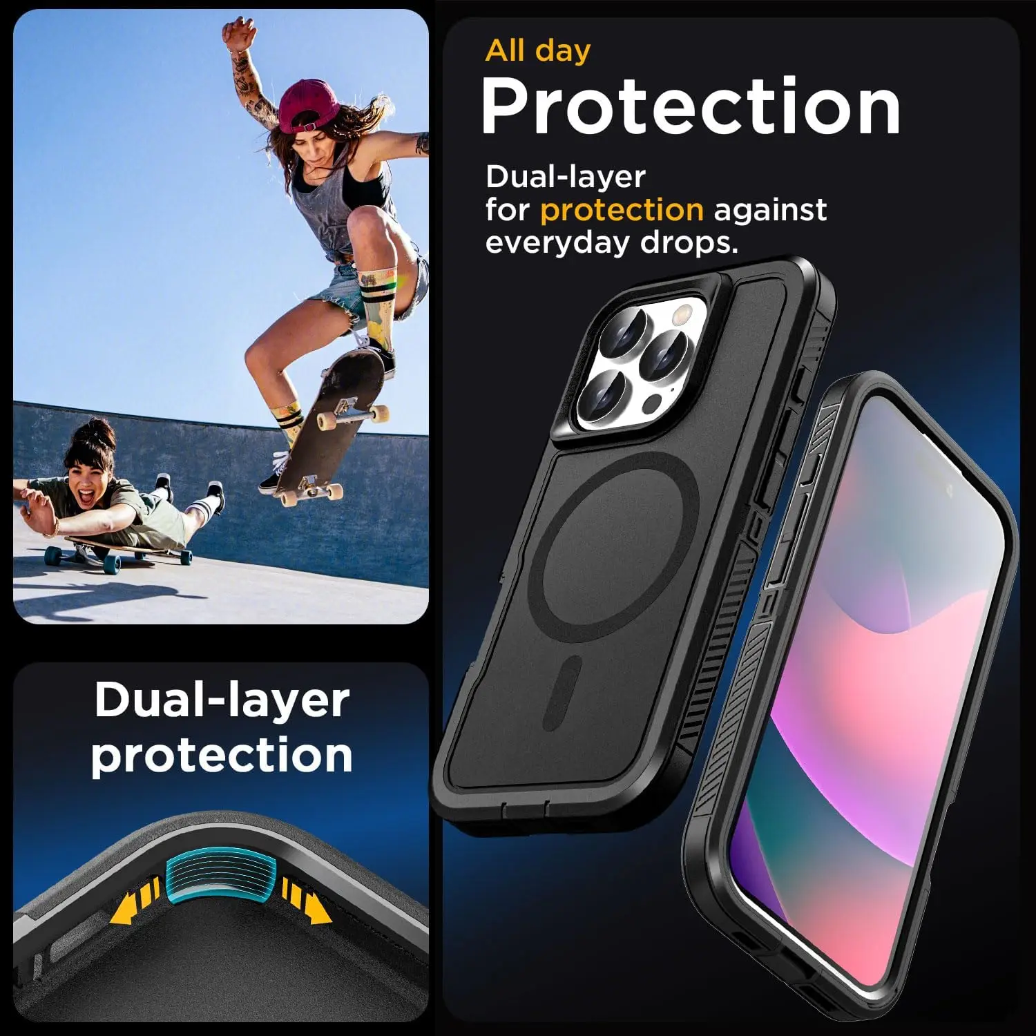 Heavy Duty Shock Absorption Full Body Protective Silicone Rubber Phone Case