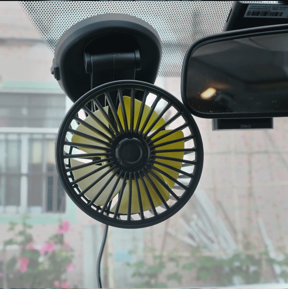 Car Fan 5V/12V/24V Mini Car Fan ABS Auto Single Head Fan USB Universal Car Suction Cup Seat Back 360 degree Cooling