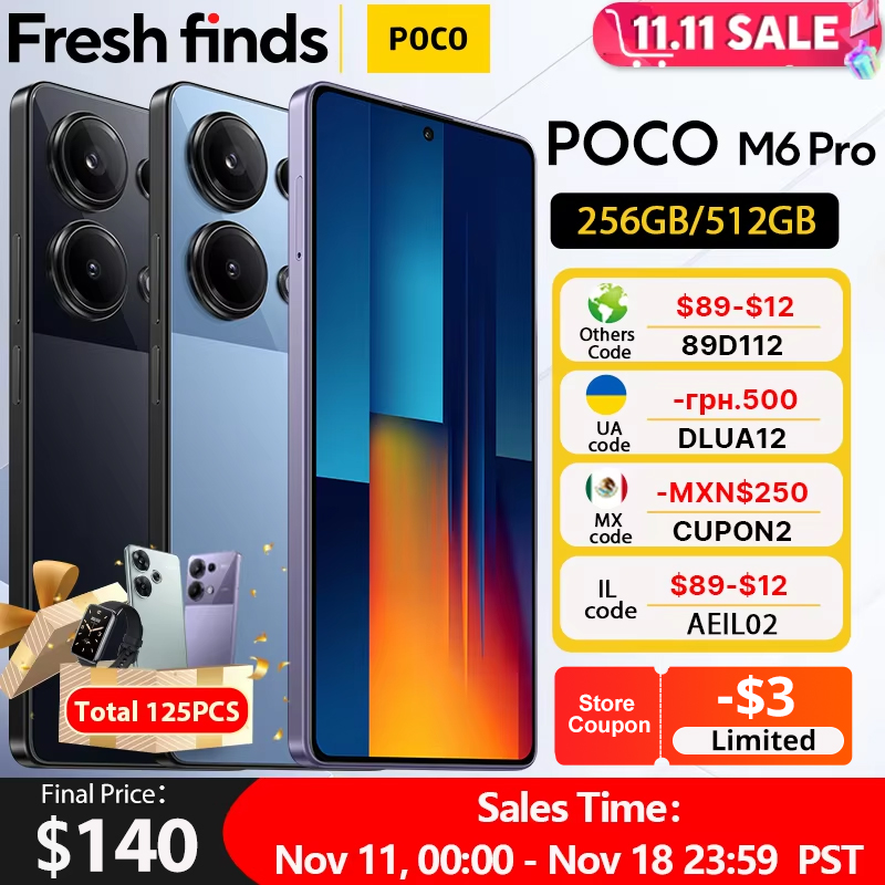 POCO M6 Pro 4G Global Version Smartphone Helio G99 Ultra 120Hz Flow AMOLED 64MP Triple Camera with OIS 67W turbo charging