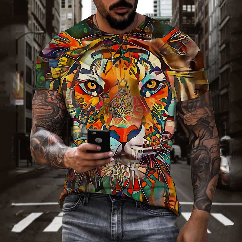 

Daily Leisure Fashion Crew Neck T-Shirts Loose Breathable Comfortable Short Sleeve Dazzling Cool Trend T Shirt For Men Male Top