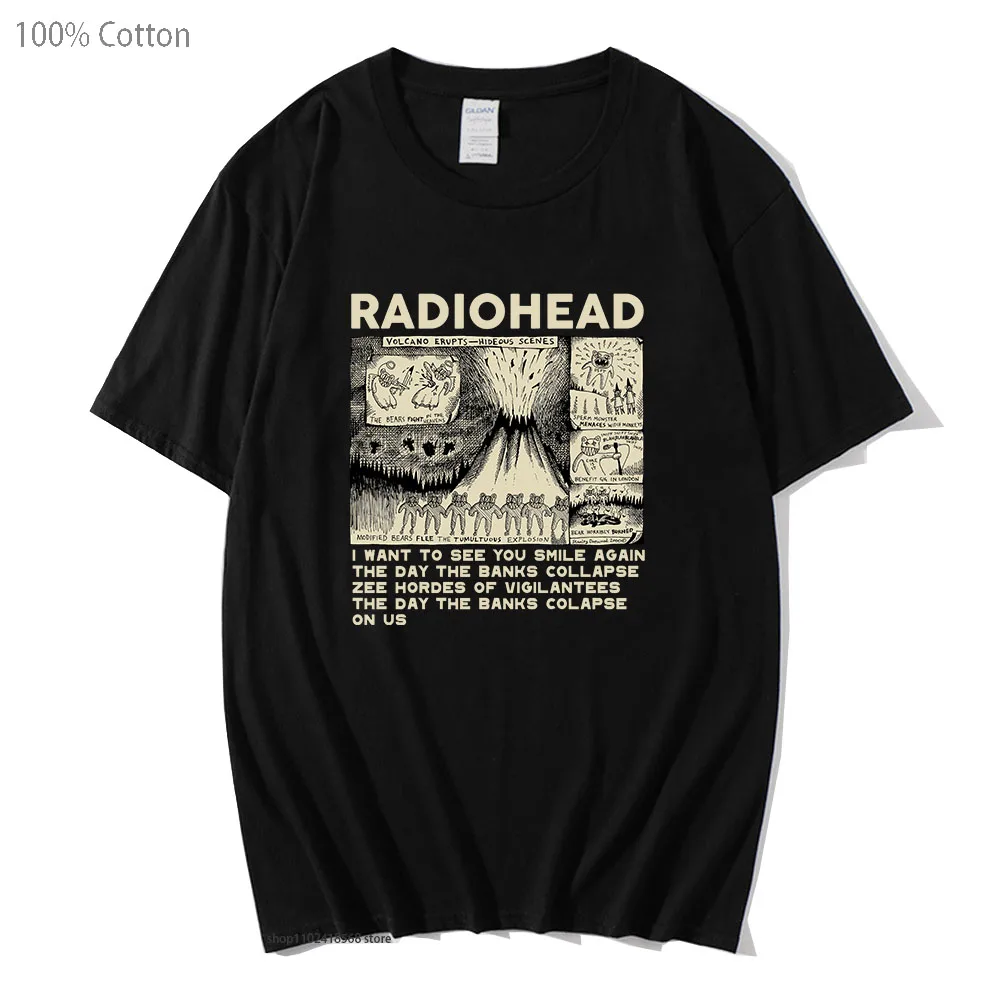 Radiohead Vintage Print T Shirt Mens 100 Cotton Unisex Tshirts Hip