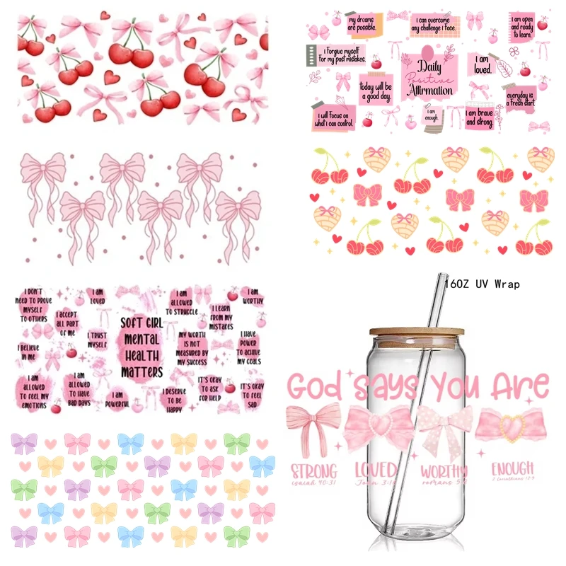 Zaamwoyy Credit Card Stickers - 4 Pink Strawberry Bow UV DTF Decals - Removable Waterproof Skin Wraps For Debit Cards & More