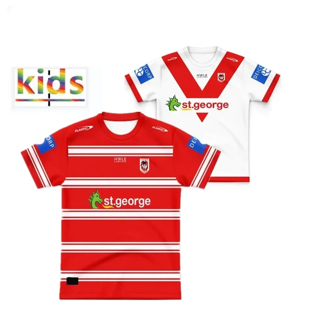 

2024 St George Illawarra Dragons Kids Home / Away / Training Rugby Jersey - Mens Size:16-26（Print Name Number）Top Quality