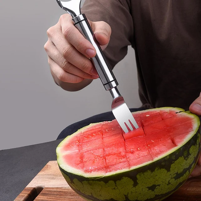 Watermelon Fork Slicer, 2-in-1 Watermelon Slicer Fork Stainless Steel  Cutter, Summer Watermelon Cutting Fork, Multi-Purpose Fruit Forks Slicers  Knife