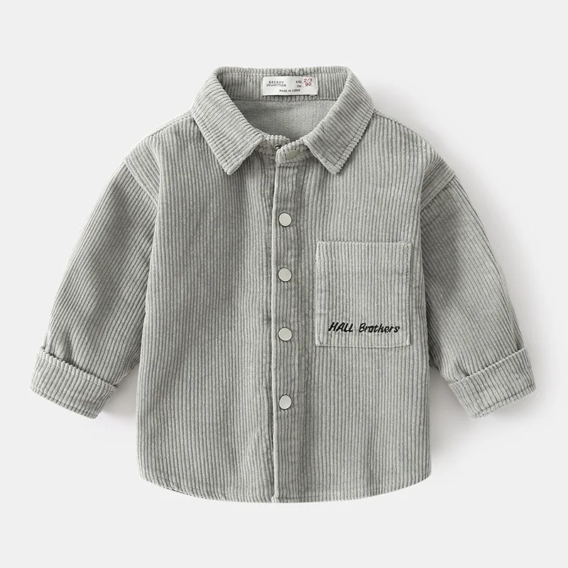 Boys Long Sleeve Shirts Corduroy Boys Cardigan Baby Boys Shirts Long Sleeve School Blouse Kids White Shirt for Toddler Blouse Children Tops