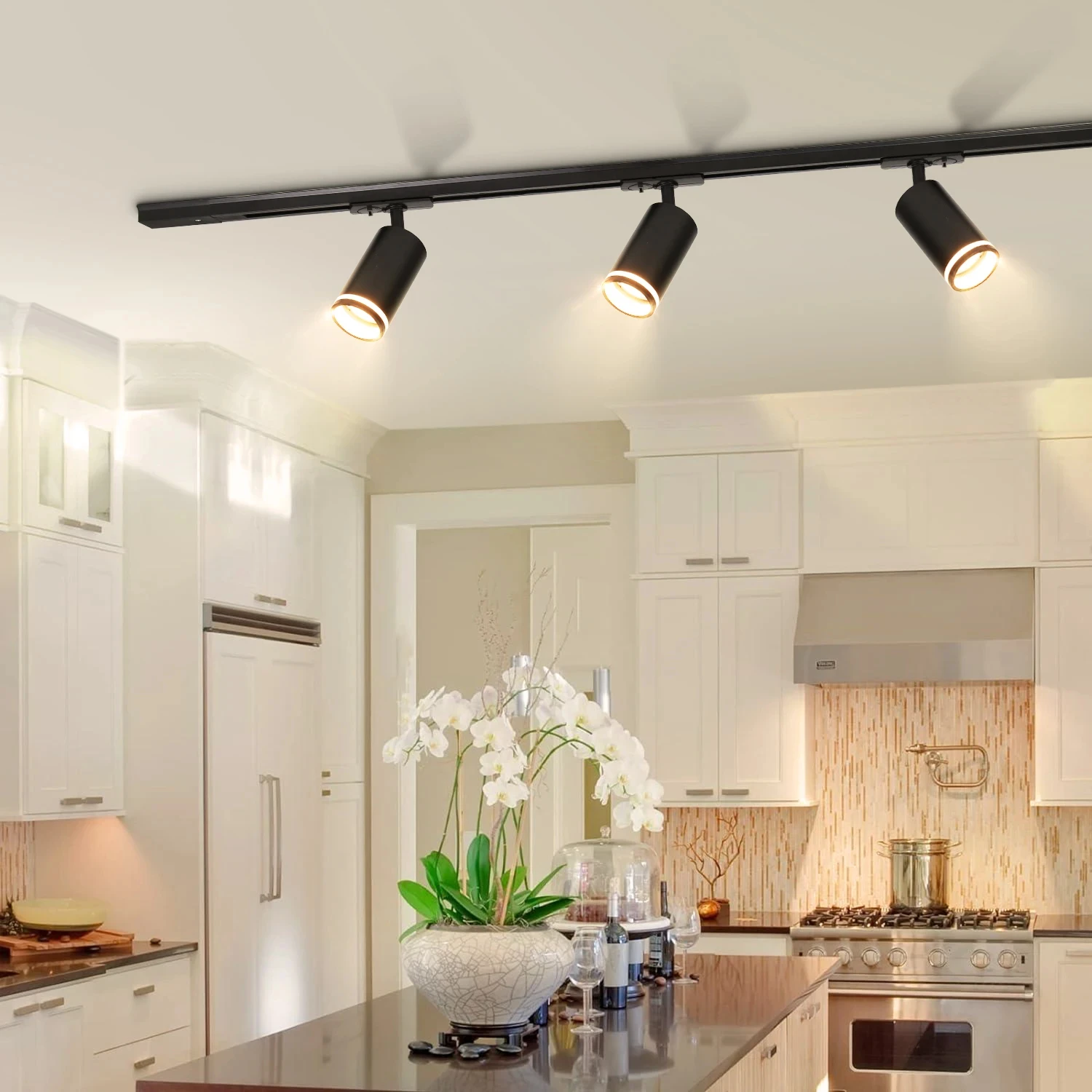 LED Track Light GU10 Ceiling Spot Light Fixture for Living Room Shop Kitchen Spotlight Track Lighting Rail Ceiling Lamp Sets 6