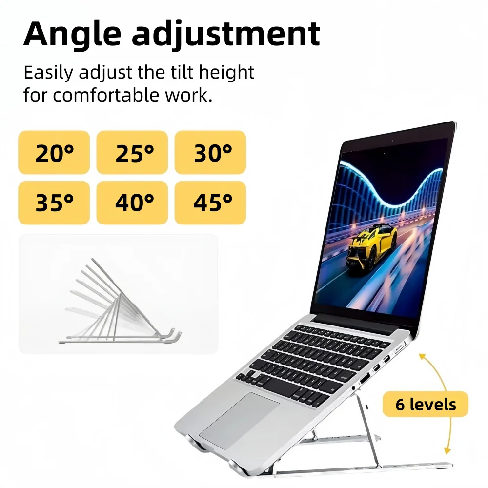 접이식 알루미늄 노트북 스탠드 MacBook Air/Pro PC 컴퓨터 용 휴대용 노트북 홀더 조정 가능한 인체 공학적 브래킷 액세서리