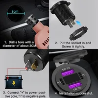 12 Volt USB C Outlet Dual Quick Charge 3.0 Port & Dual PD Type-C Car Charger Socket with Voltmeter for Car Boat Marine Truck Bus - Image 5