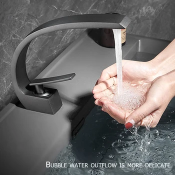 Brass Bathroom Faucet Basin Sink Faucet Single Handle Cold and Hot Mixer Taps Beautiful Curve Design Deck installation 2