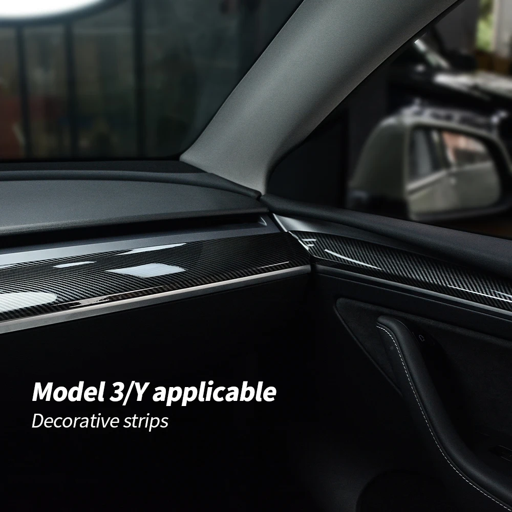 

Украшение приборной панели из углеродного волокна для Tesla Model 3/Y, молдинги для интерьера автомобиля, глянцевая панель приборной панели и искусственная отделка