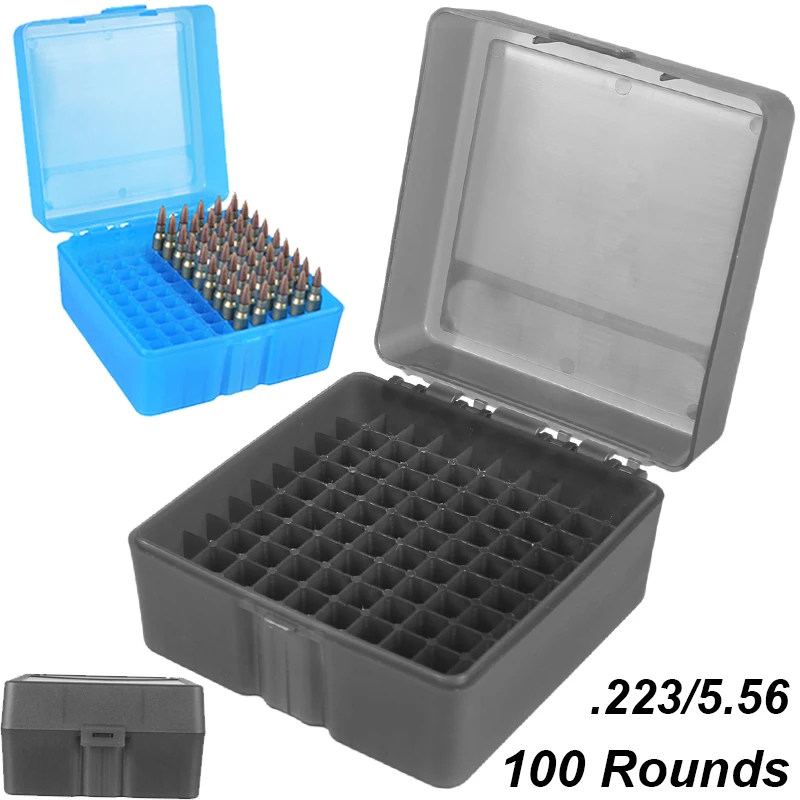 Portable .223/5.56 Ammo Box 100Rounds Rifle Cartridge Storage Case Bullet Shell Holder Ammunition Container for Hunting Shooting ammo storage box