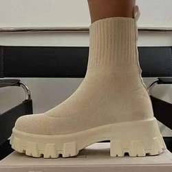 Women's Fashion Platform Sneakers - Casual White Sports Footwear - 38 (Beige)