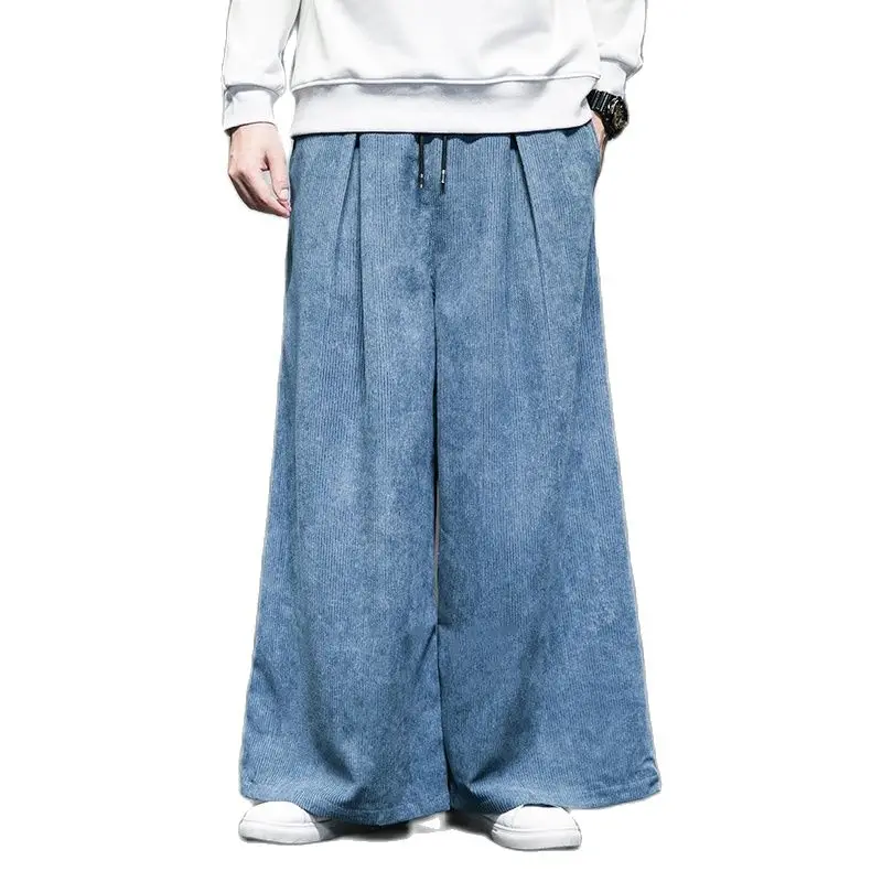 Solid Color Men Wide Leg Pants Oversized Vintage Men Clothing Loose Corduroy Casual Pants Male Japanese Harajuku Trousers