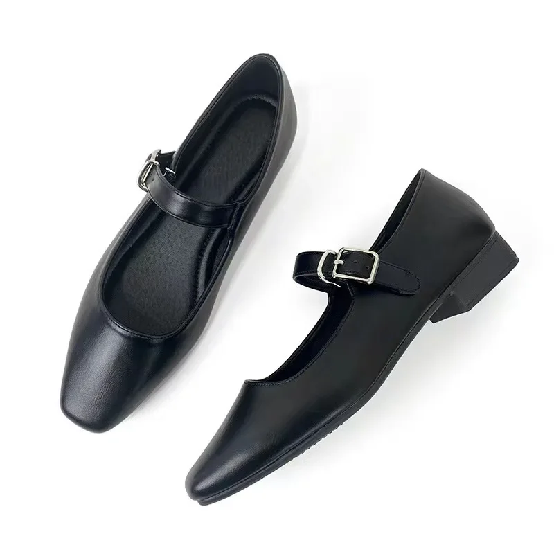 

New Mary Jane Single Shoes with Elevated Inner Small Leather Shoes, One Button Shallow Mouth Loafers, Lolita Cute Girls' Shoes