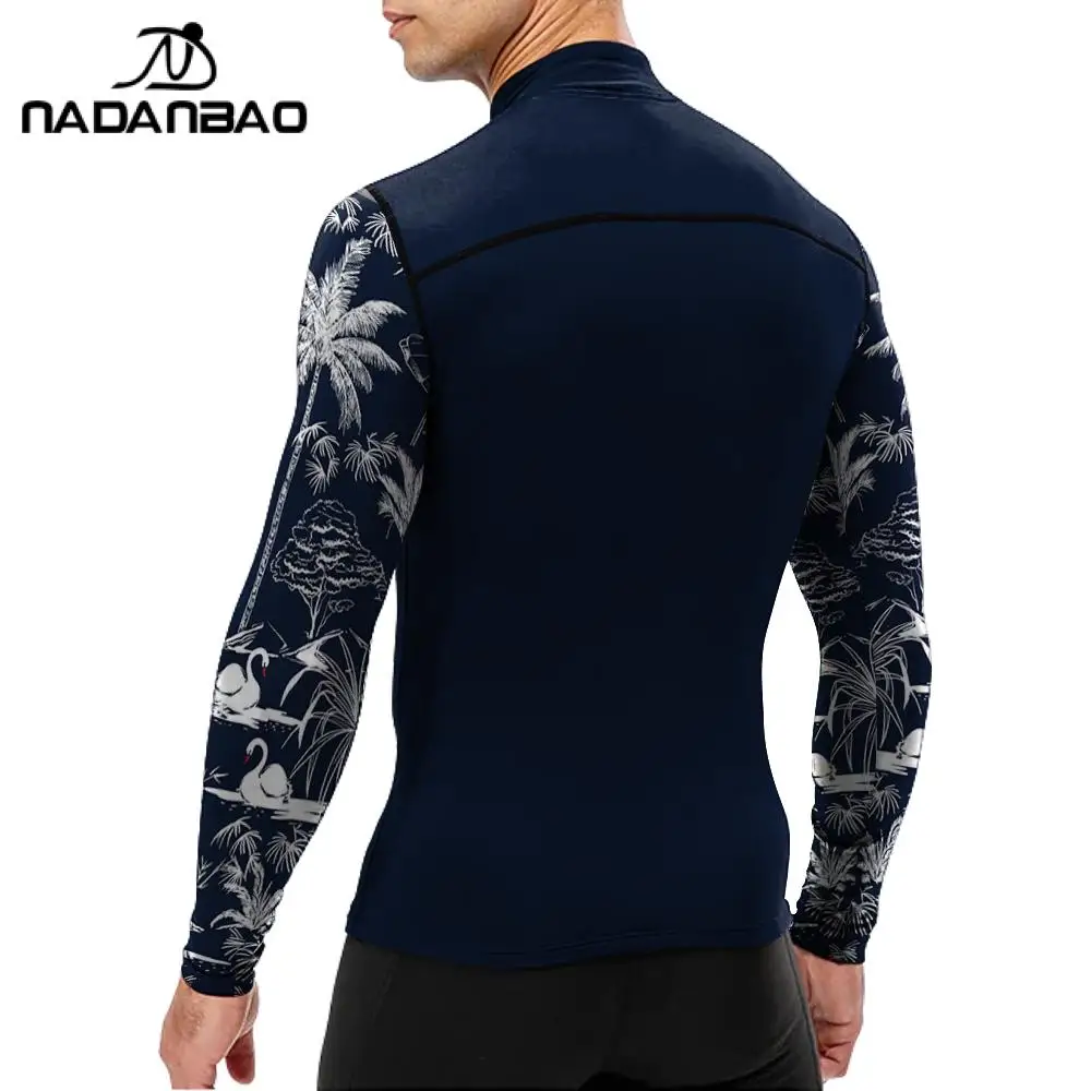 Surfing Swimsuit Men Summer Swimming T-Shirt Diving Suits Zipper Jersey Uv Protection Drying Beachwear