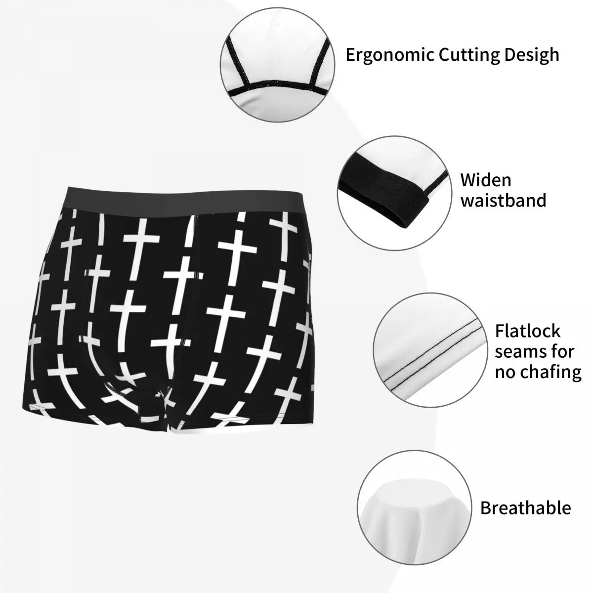 Catholic Jesus Cross Boxer Shorts For Men 3D Printed Male Christian Religious Underwear Panties Briefs Breathbale Underpants 5