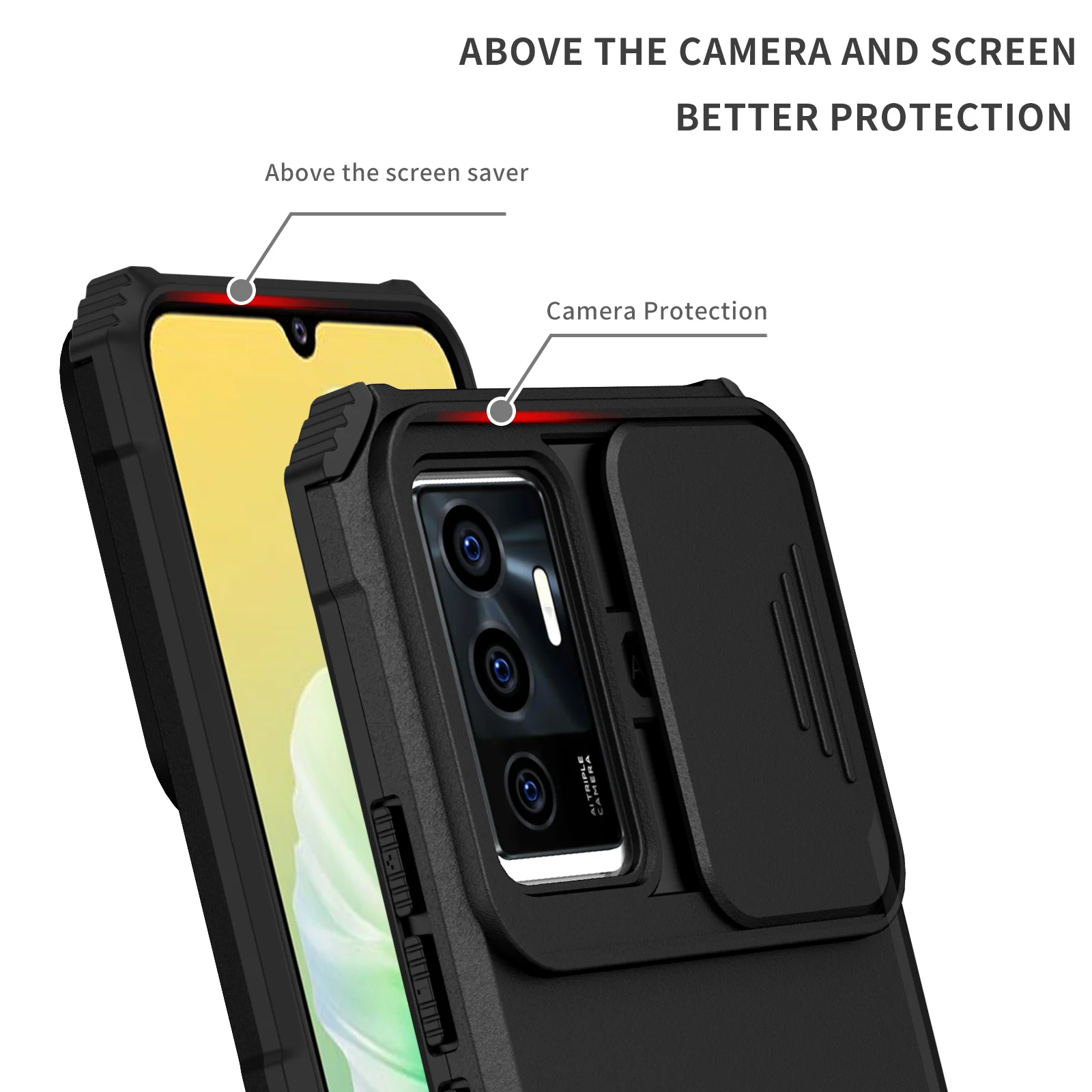 Shockproof Slide Camera Lens Protection Case with Stand