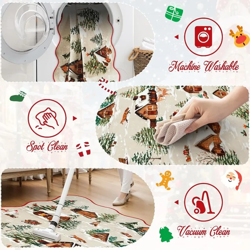 Carpet for Living Room Christmas Theme Irregular Shape Bedroom Rug Machine Washable Non-slip Soft Coffee Table Sofa Mat Alfombra