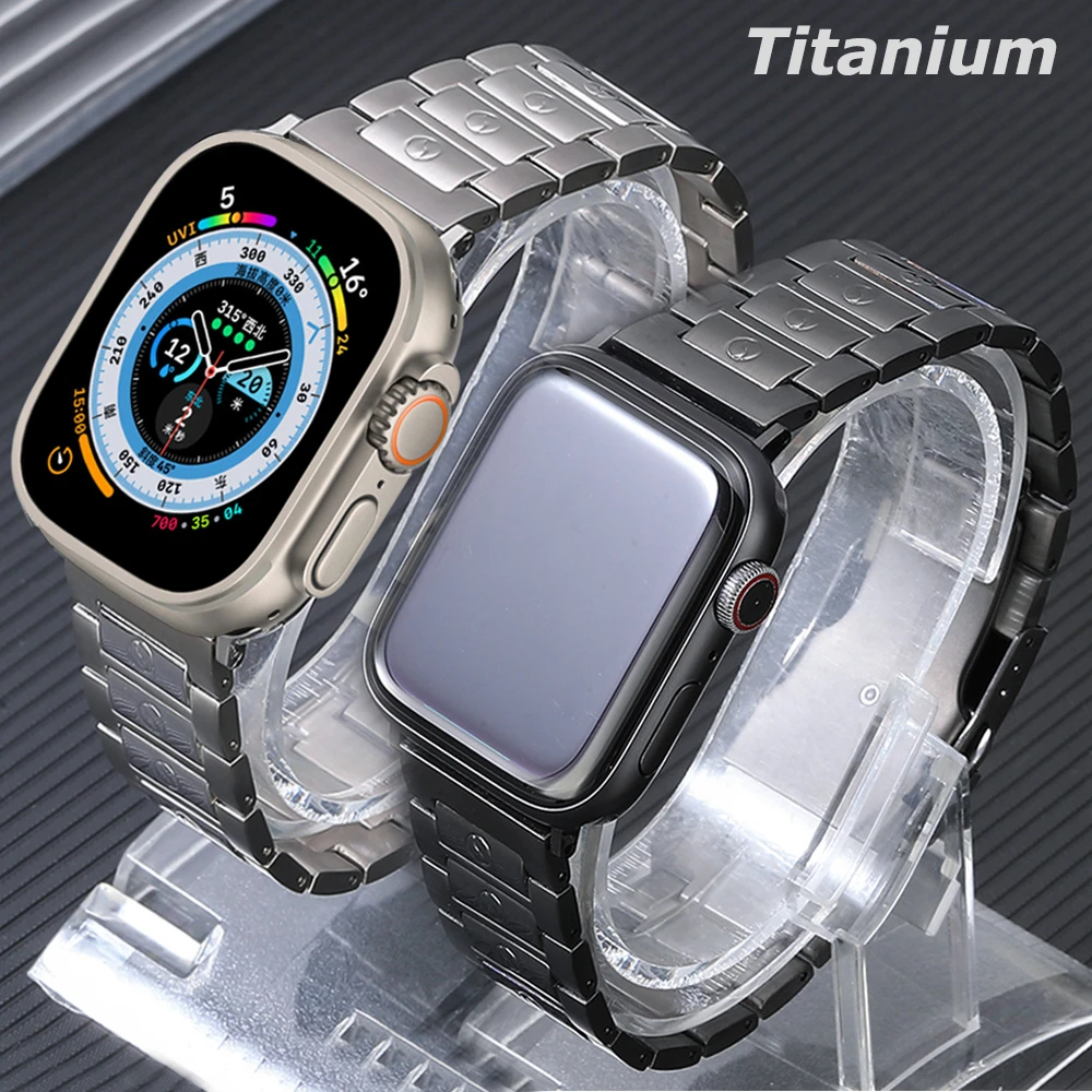 

Titanium Metal Luxury Band For Apple Watch Series 8 45mm Ultra 49mm Wrist Strap For iWatch 8 7 41mm 45 6 se 5 4 3 42MM 44mm 40mm