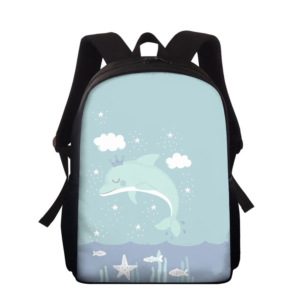 

Whale Fish Wild Sea Animals Pattern Backpack 16 Inches School Bag for Kindergarten Kids Boys Girls Lightweight Travel Bag