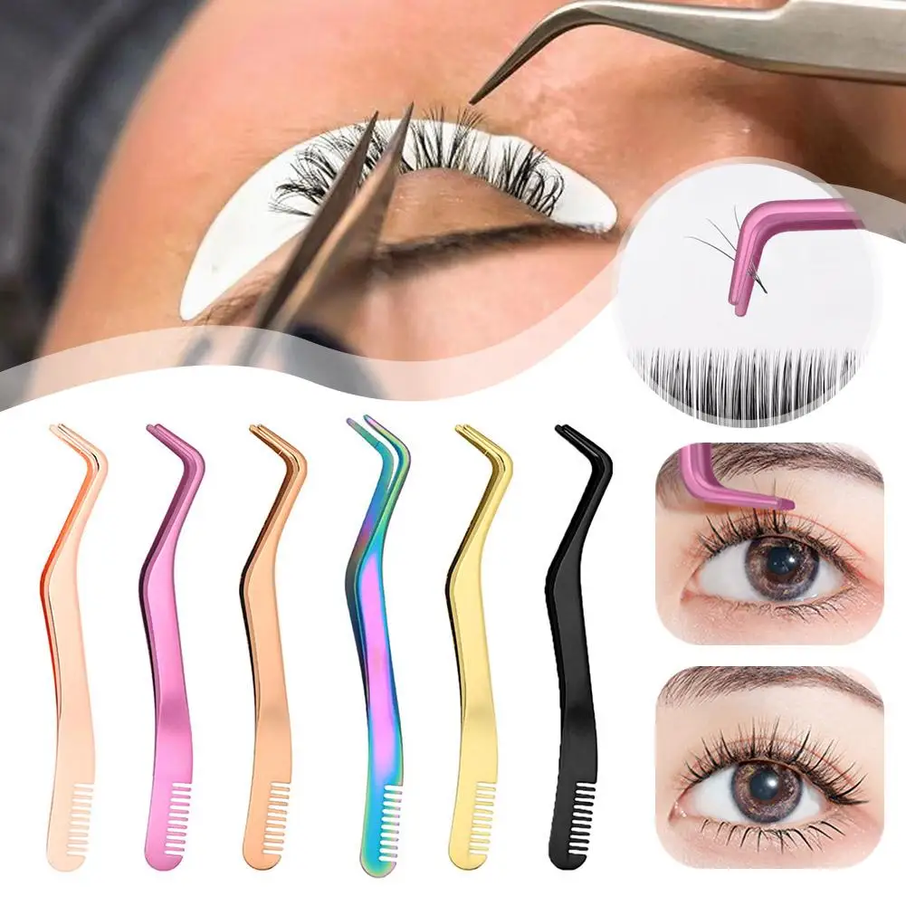 

Stainless Steel Eye Lashes Tweezers False Fake Eyelashes Tools Applicator Clip Extension Curler Tweezers Nippers Makeup A3K4