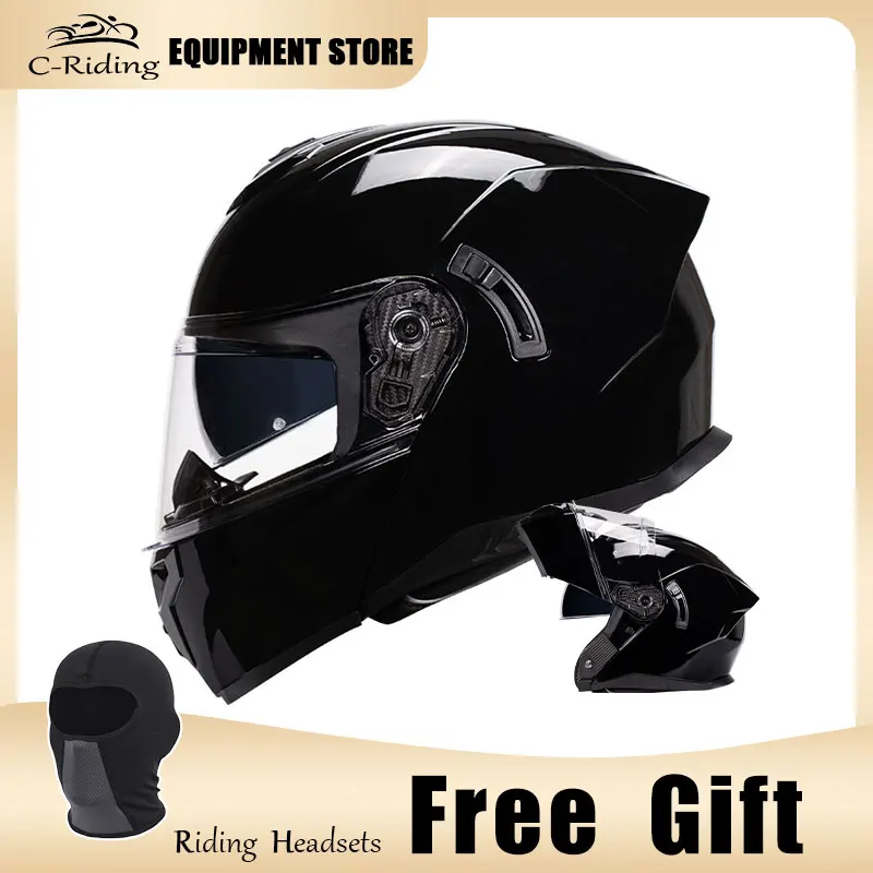 

Dual Lens Full Face Motorcycle Helmet Motocross Racing Modular Cascos Para Moto Men Women Fashion Flip Up Helmets DOT Approved