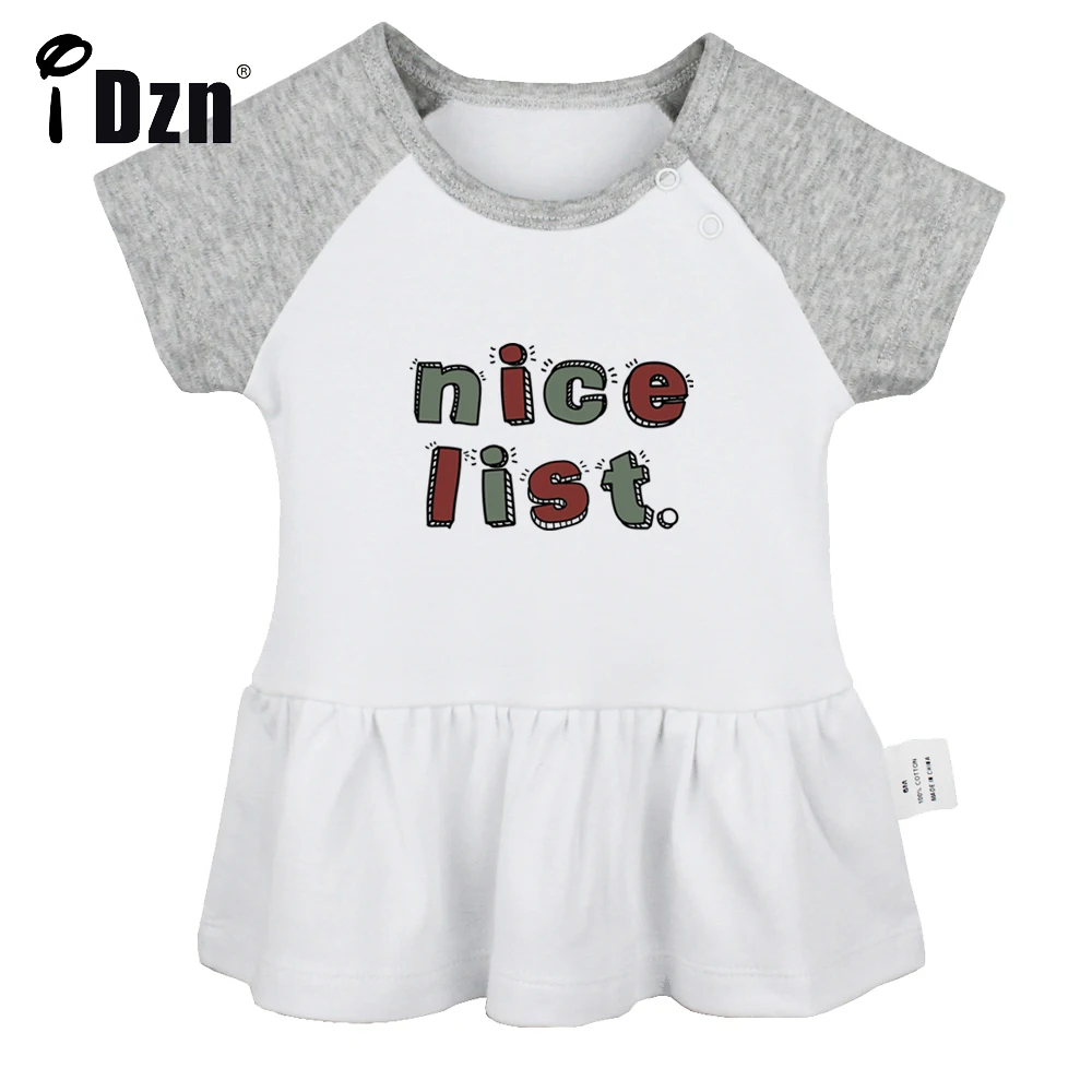 

iDzn Summer NEW Nice List Baby Girls Cute Short Sleeve Dress Infant Funny Pleated Dress Soft Cotton Dresses Clothes