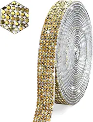 Self-Adhesive Crystal Rhinestone Ribbon for DIY Crafts and Decorations (Mineral gold)