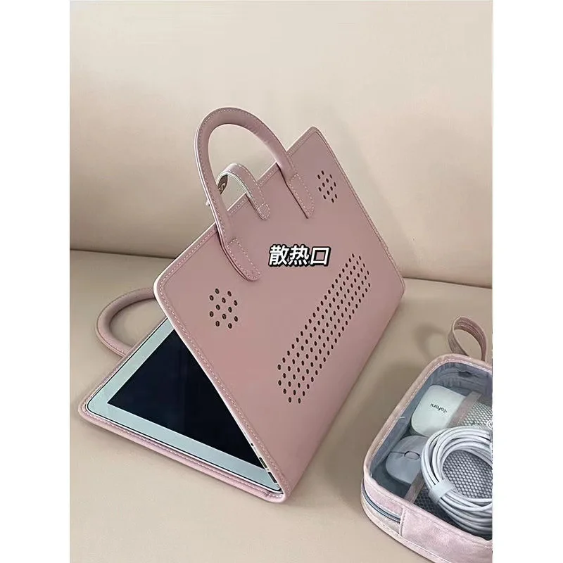 Protective PU Leather Laptop Sleeve Bag for Travel and Commute - Anti-Shock and Water-Resistant Tote