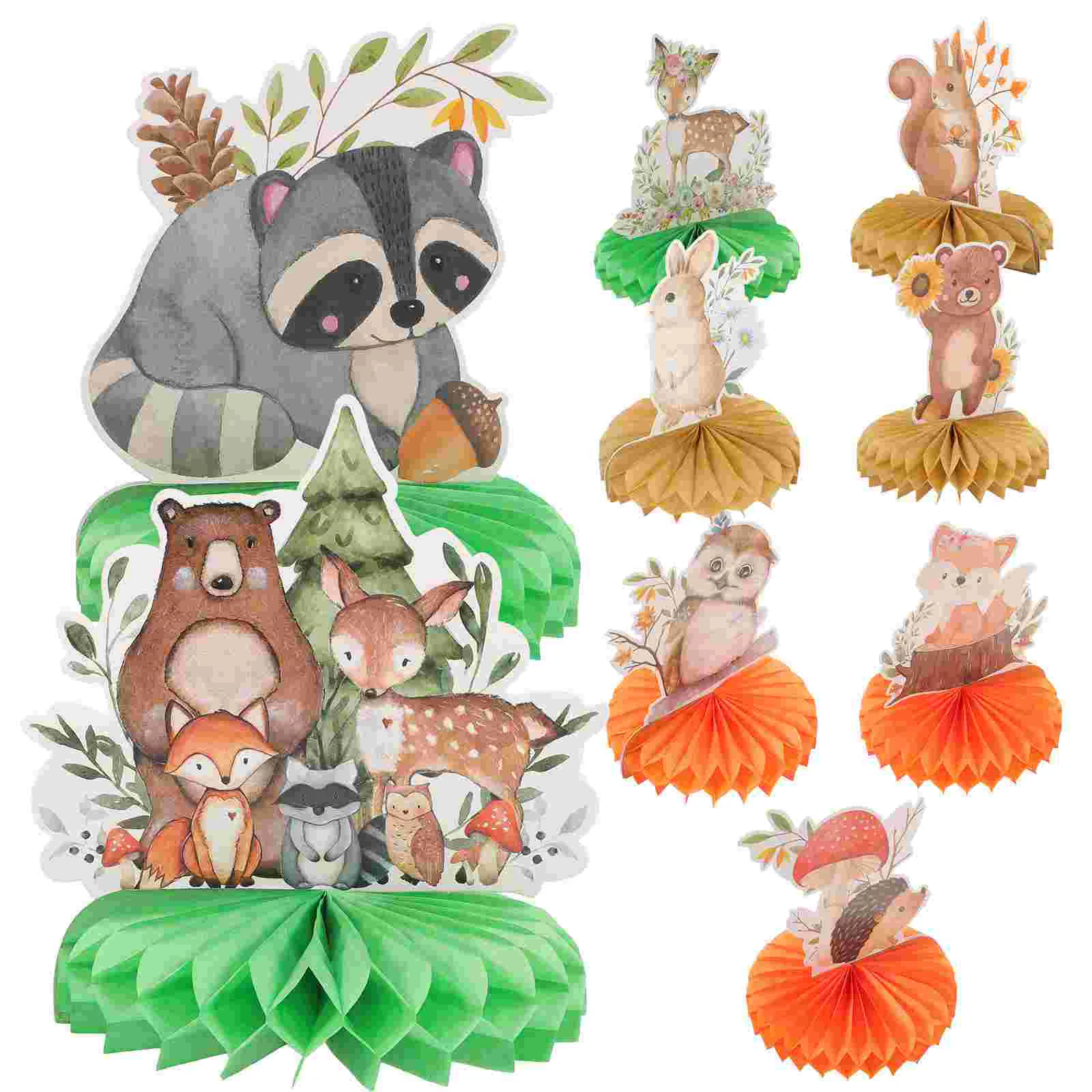 

9 Pcs Honeycomb Ornaments Baby Girl Shower Decorations Woodland Animals Birthday 350g White Cardboard Child